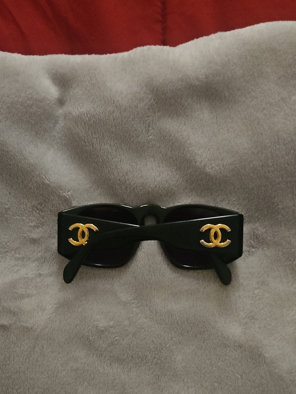 CHANEL Black Sunglasses with Gold CC Emblems